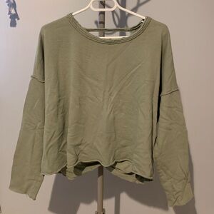 Aerie Open Back Sweatshirt - Sage Green - Size S